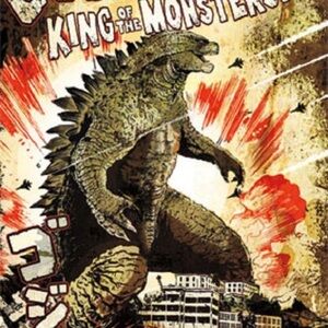 Vintage Godzilla Graphic Poster Art - Green and Red Aprox Size 24x36 Inches